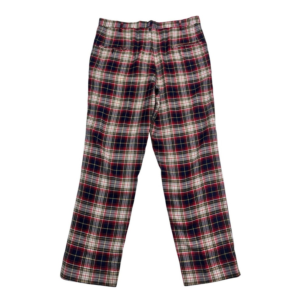 vtg 80s 34x30 Red White Blue Yellow Plaid Tartan Pants Trousers USA Cotton Blend - Picture 6 of 7